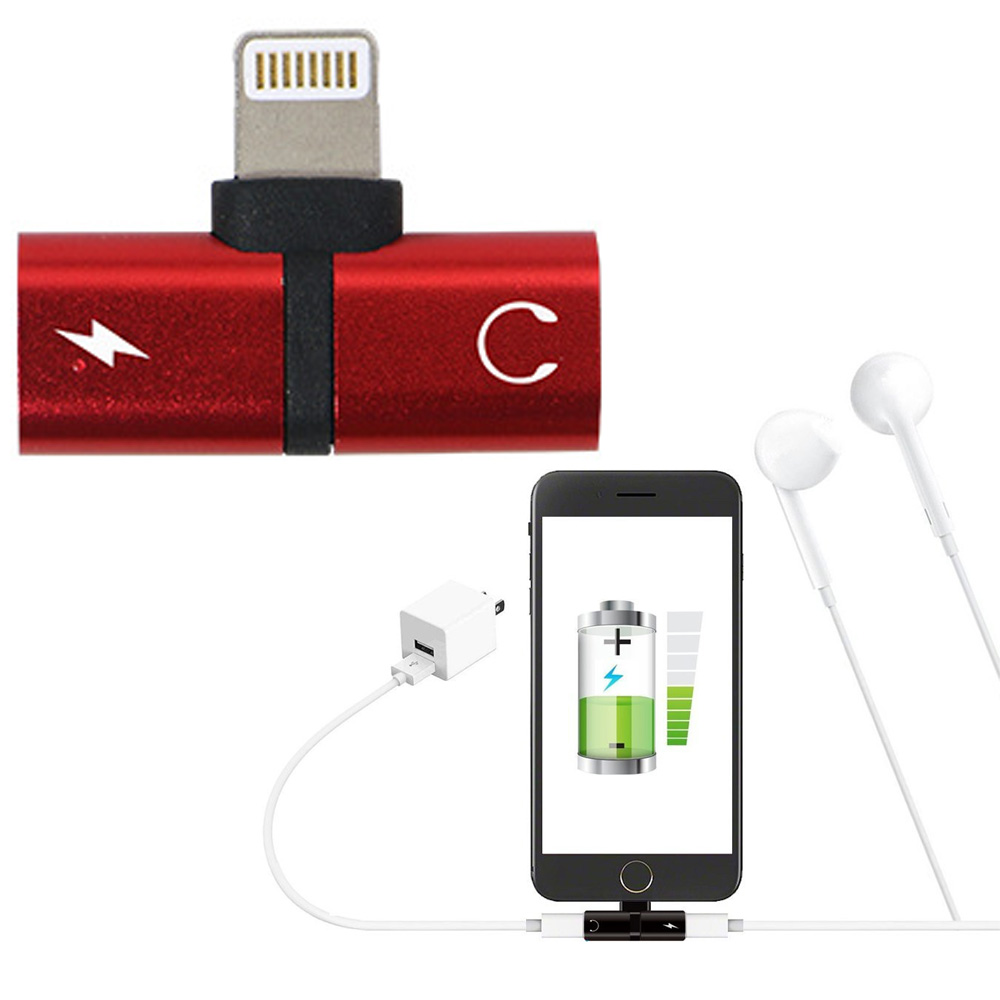 New Mini 2-in-1 Lightning iOS Multi-Function Connector Adapter with Charge Port and HEADPHONE Jack